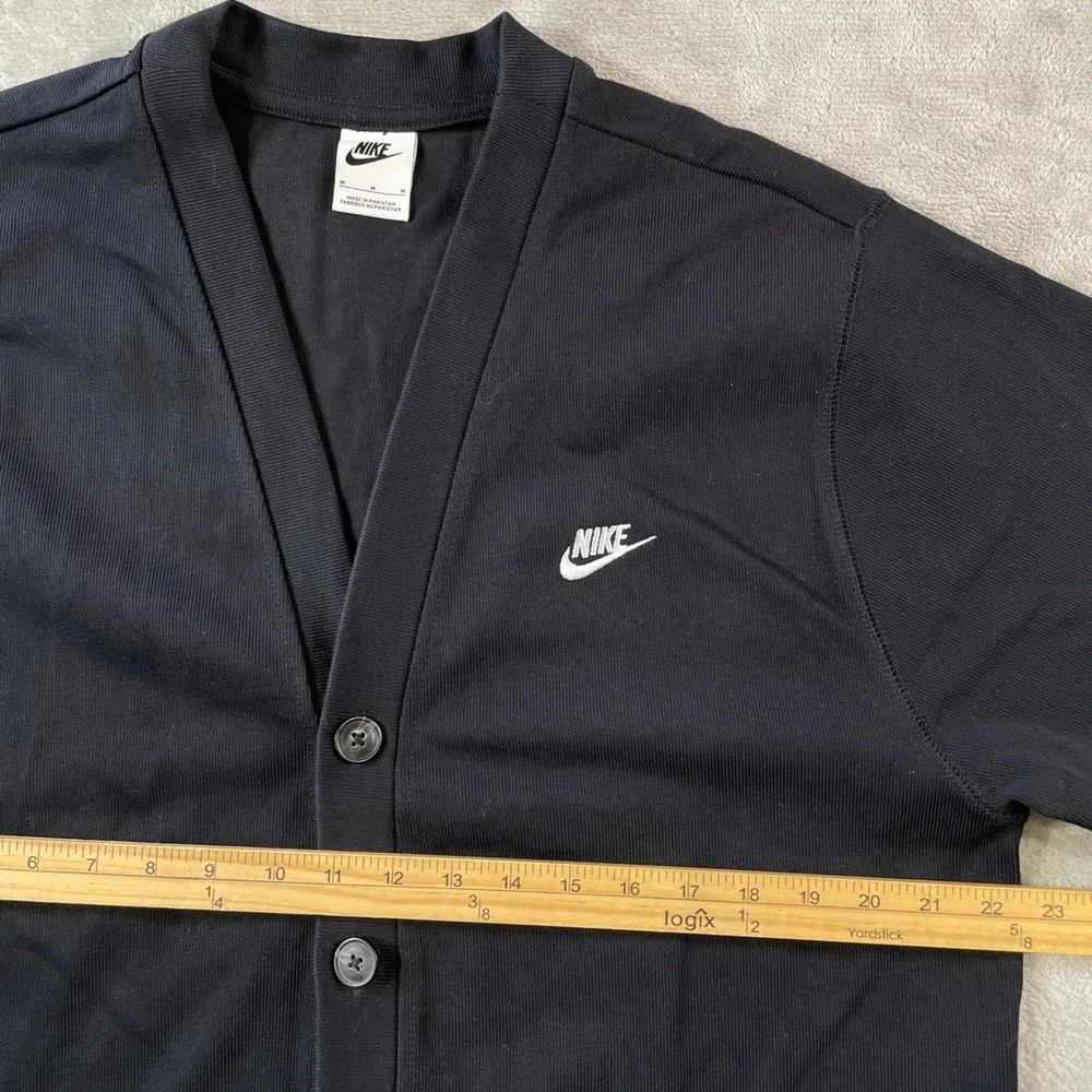 Nike Cardigan Mens Medium Black V Neck Button Casual Minimalist School Golf